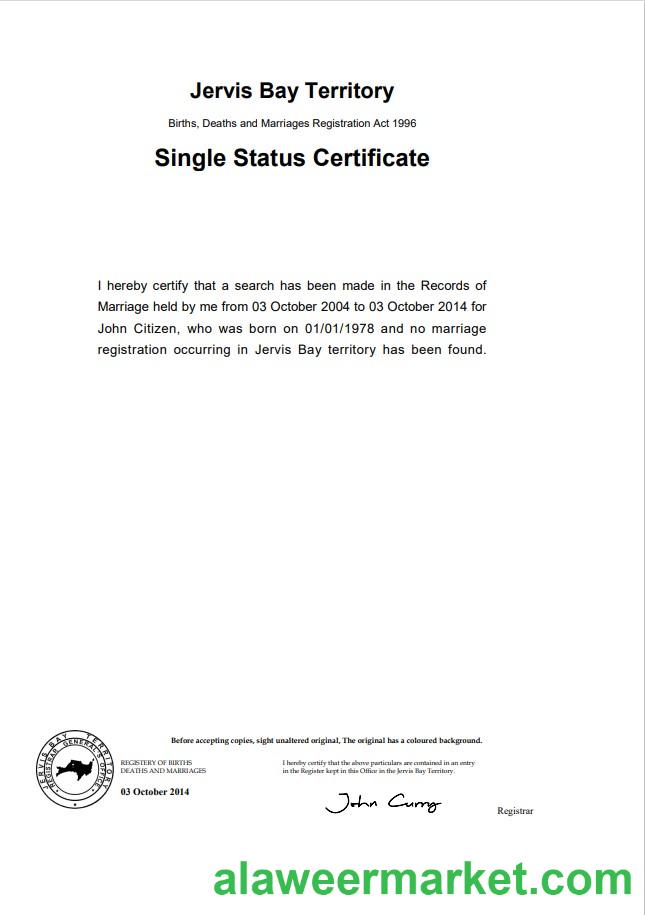 Australia Jervis Bay Territory divorce certificate template in Word format
